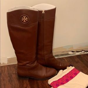 Tory Burch Brown Leather Riding Boots